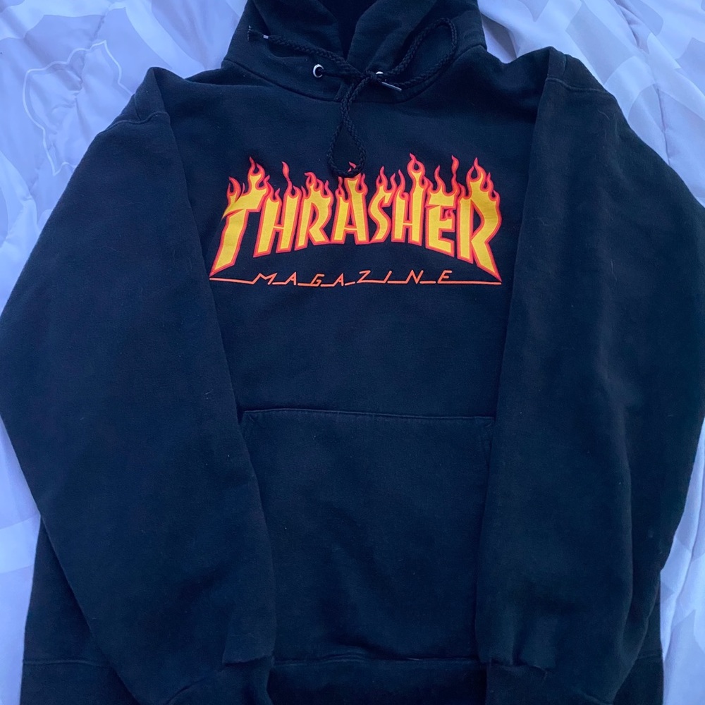 thrasher flame logo hoodie